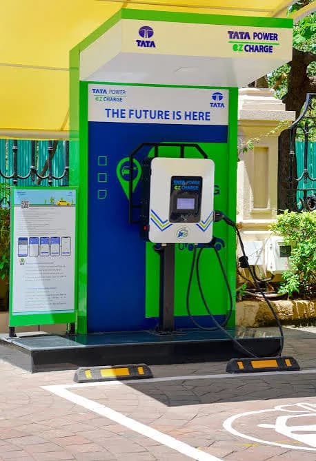 Tata Power EZ Charge charger at an installed charging bay